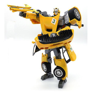 おもちゃ 変形ロボット HAPPYWELL 1:18 260mm イエロー ライト付き